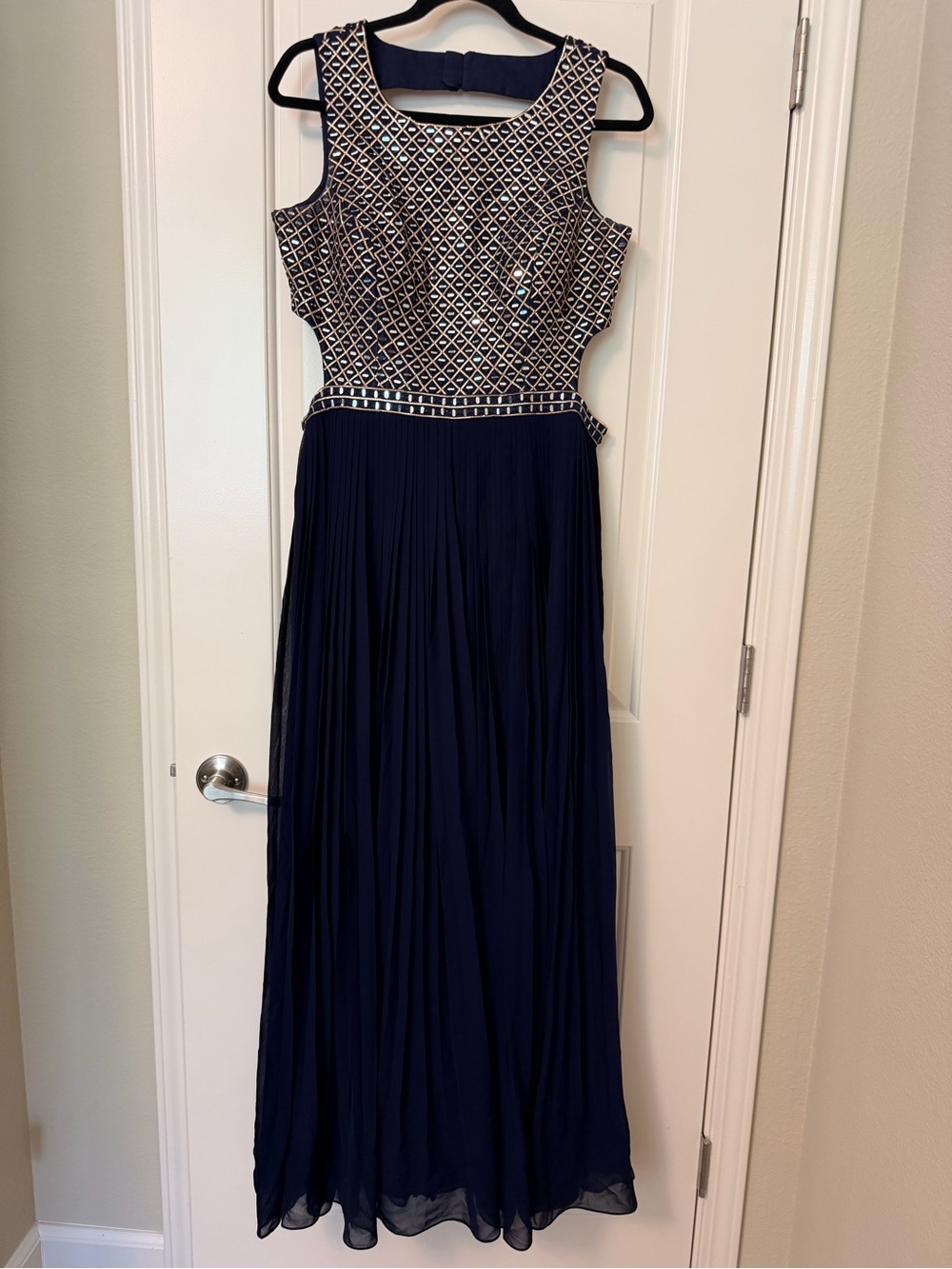 Navy Blue Mirror Work Jumpsuit Indian Outfit